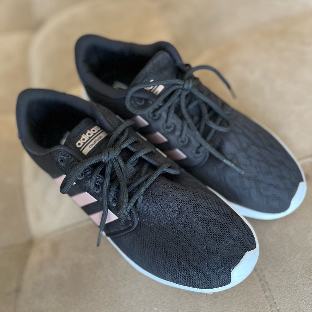 Adidas Cloudfoam QT Racer Women's Size 8 Black Rose Gold Running Shoes